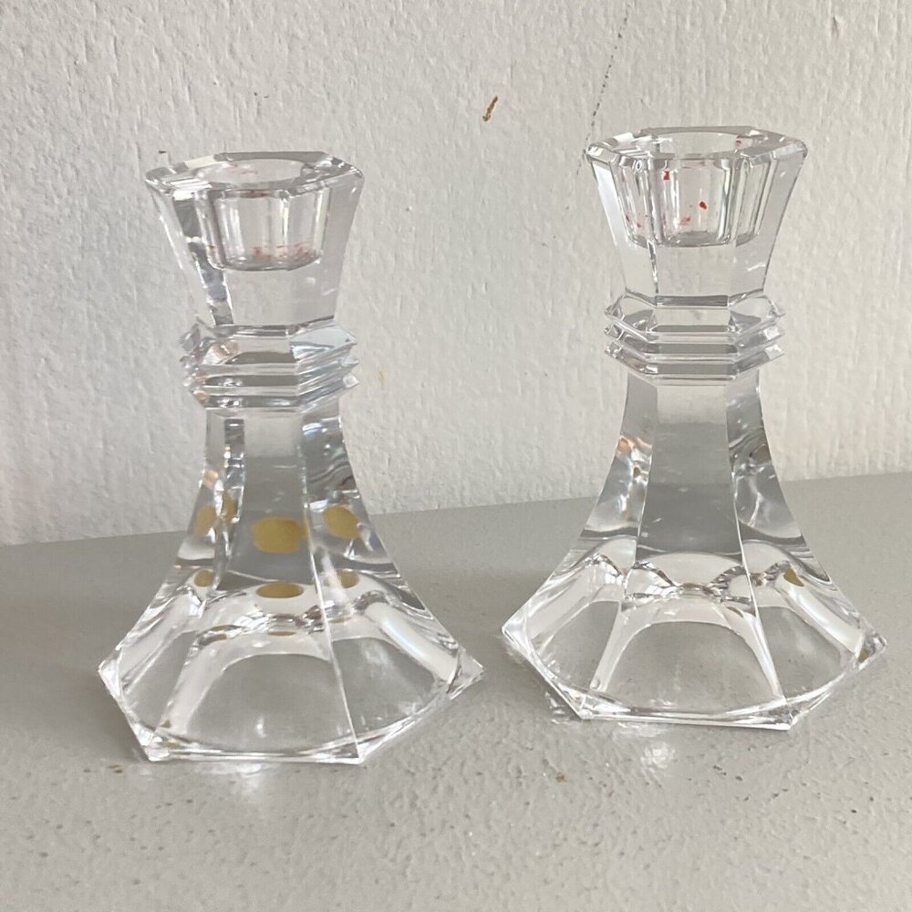 Bleikristall Vintage Lead Crystal Glass  Candlesticks 5" Candle Holders Set